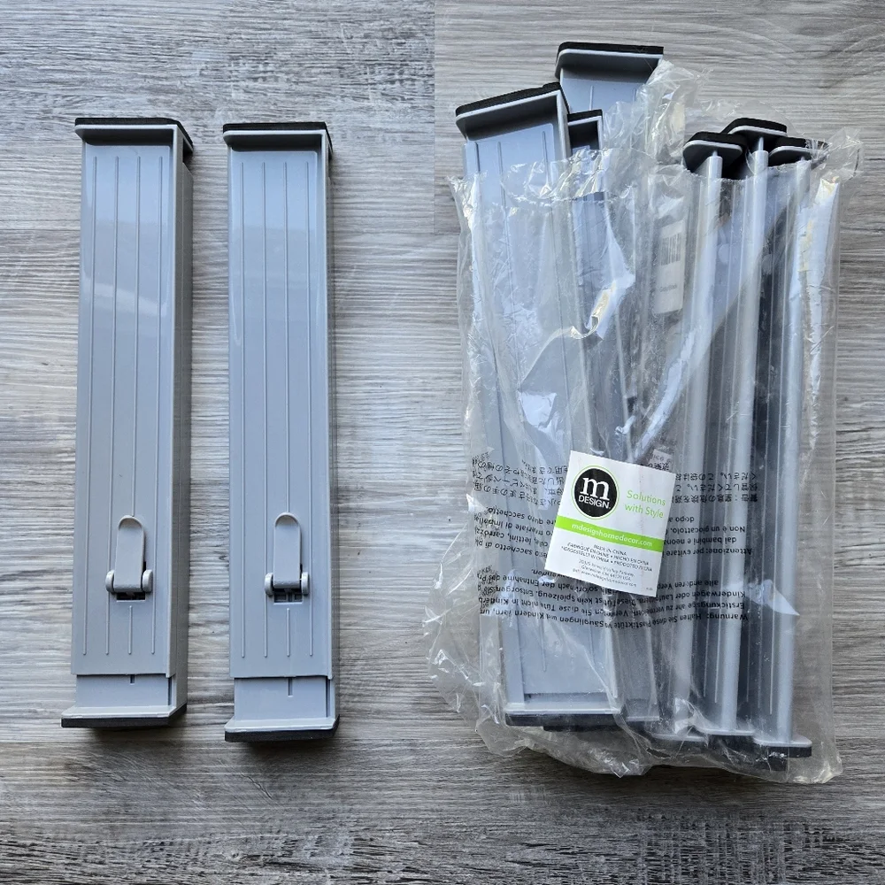 Set Of 8 Gray Plastic Asjustable Drawer Dividers - Picture 1 of 1